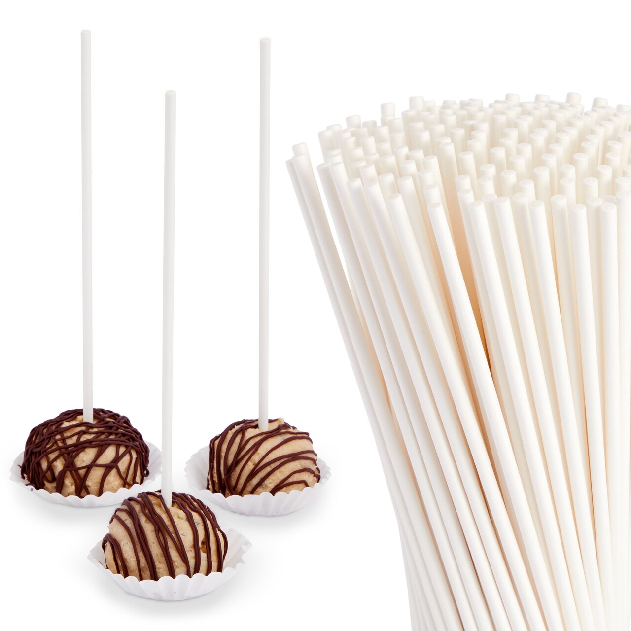 Bright Creations Long Cake Pop Sticks - 200 Pack, 8-Inch White - For Cake Pops, Rice Crispy Treats, Cookie & Candy - Baking Supplies & Dessert Sticks